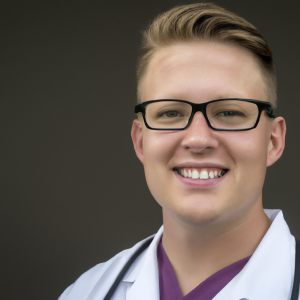 a professional and visually appealing image of a young happy smiling caucasian doctor with white teeth 6 300x300