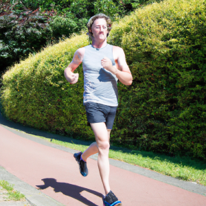 a professional appealing image of a caucasian man or woman jogging on a sunny day 223 300x300