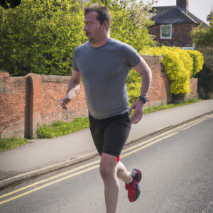 a professional appealing image of a caucasian man or woman jogging on a sunny day 487 300x300