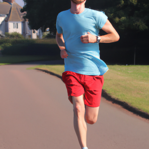 a professional appealing image of a caucasian man or woman jogging on a sunny day