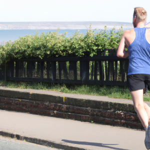 a professional appealing image of a caucasian man or woman jogging on a sunny day 787 300x300