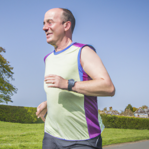 a professional appealing image of a caucasian man or woman jogging on a sunny day