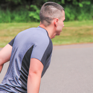 a professional appealing good looking and atheletic image of a caucasian man exercising or playing sports outside on a sunny day