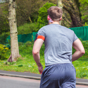 a professional appealing good looking and atheletic image of a caucasian man exercising or playing sports outside on a sunny day