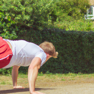 a professional appealing good looking and atheletic image of a caucasian man exercising or playing sports outside on a sunny day